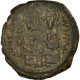 Monnaie, Justin II, Follis, 573-574, Constantinople, TB+, Cuivre, Sear:360 - Byzantium