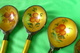 Vintage RUSSIAN Folk Art KHOKHLOMA Hand PAINTED Wooden Spoon 5psc Soviet Cutlery - Cuillers