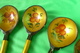 Vintage RUSSIAN Folk Art KHOKHLOMA Hand PAINTED Wooden Spoon 5psc Soviet Cutlery - Cucharas