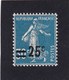 FRANCE 1926-27 - Y.T. N°217 - 25 C. Sur 30 C.Bleu - Type Semeuse Fond Plein (192) - Neuf** - TTB Etat - 1906-38 Säerin, Untergrund Glatt