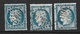 France   N°  60A; 60B Et 60 C  Oblitérés B/T B    Gros Chiffres      - 1871-1875 Ceres