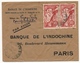 INDOCHINE - Petite Env. Banque De L'Indochine - Aff 50c Sports Jeunesse X2 + 15c Yersin X3 (au Dos) 1946 - Lettres & Documents