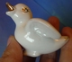 Delcampe - Vintage Antique Old Porcelain Duck Duckling Miniature Bird Figurine White Gold - Birds