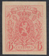 Essai - Petit Lion (Valeur Non émise), Coin Achevé Avec Brisure Du Cadre Sur Papier Chamois 6C Rose / STES 1380 - Proofs & Reprints