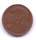 DEUTSCHES REICH 1936 D: 1 Reichspfennig, VF, KM 37 - 1 Reichspfennig
