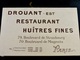 MENU _ Restaurant _ DROUANT Est _ HUITRES FINES _ PARIS 1937 - Menus