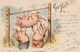 CPA Animal Humanisé Position Humaine Cochon Porc Pig Sport Gymnastique Gymnaste Viennoise N° 1424 Illustrateur (2 Scans) - Pigs