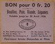 PARIS ( 75) - Bon De 20 Centimes 1936 Société Saint-Vincent De Paul Bouillon, Pain, Farine, Légumes. - Bons & Nécessité