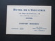 Alte Visitenkarte Hotel De L`Industrie 14, Rue Du Pelican Anvers Confort Moderne Belgien 30 / 40er Jahre?? - Cartoncini Da Visita