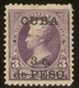 Interv. AmericanaCuba  Edifil 26* Mh 3 Centavos Sobrecarga 3 Violeta 1899 NL1520 - Ungebraucht