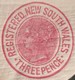 Nouvelles Galles Du Sud 1889. 3 Entiers Postaux, Enveloppes Recommandé. Victoria 3 Et 4 P, Impression Locale - Lettres & Documents