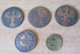 Etats Allemands - 4 Monnaies : XII Heller Achen 1724, 1760, 1792, 1 Kreuzer 1845 + Jeton Spiel Marke En Laiton - Collections