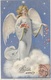 CPA Fantaisie Ange Avec Bouquet De Fleurs Dans Nuit étoilée Au Dessus Des Nuages Gaufrée 1902 - Anges