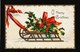 Ellen Clapsaddle Signed - Xmas Sled Pulled By Christmas Ribbon 1910s - Antique Postcard - Clapsaddle