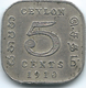 Ceylon - George V -  1910 - 5 Cents - KM103 - Sri Lanka