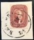 US Scott 12 VF Used, Yv. 6 = 1200€ TB, Signé J.F.BRUN. 1851-57 5c Red Brown On Piece   (USA État-Unis - Used Stamps