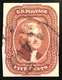 US Scott 12 VF Used, Yv. 6 = 1200€ TB, Signé J.F.BRUN. 1851-57 5c Red Brown On Piece   (USA État-Unis - Used Stamps