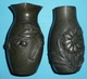 Lot 2 Vases En Etain D'art, Signés Cortesi, Art Nouveau, Tournesol Cigale Olives - Etains