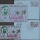 Abu Dhabi 1968. 2 Aérogrammes, Zayed Ben Sultan El Hor Al Nahyane Et Palais, Palmier. Deux Couleurs Différentes - Abu Dhabi