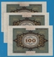 DEUTSCHES REICH 3X 100 Mark  	01.11.1920 LETTER H # Z.7201099/100/101 P# 69a	No Consécutifs - 100 Mark