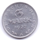 DEUTSCHES REICH 1922 A: 3 Mark, KM 29 - 3 Marcos & 3 Reichsmark