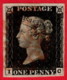 GBR SC #1 U (I,C) 1840 Queen Victoria 4-margins  W/red Cancel CV $375.00 - Used Stamps