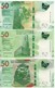 HONG KONG  New $ 50 X 3 Notes. Attractive Butterfly Serie  Newly Issued. Date S 1.1.2018.  (issued 2020)  3 Banks - Hong Kong