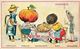 C1880 Anthropomorphic Dressed Food Veggie People, 3 Cards TRUFFELS Pumkin Fishes , Sea Urchin, Trufles, Melon Onion - Other & Unclassified