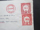 GB England 1955 Roter Freistempel / London Post Paid UC 16 Und Ausschnitt Aufgeklebt!! Nach Konstanz - Brieven En Documenten