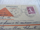 Lettre France Contre Remboursement 15 C Semeuse Rouge Brun Bi Lingue Allemand Alsace Lorraine 1936 - Covers & Documents