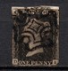 GB Line Engraved  Victoria Penny Black Repaired Top Re Backed ; Black Maltese Cross - Used Stamps