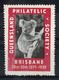 AUSTRALIA KOALA BEAR BRISBANE PHILATELIC SOCIETY 1938 - Servizio