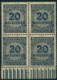 1923, 20 Millionen Korbdeckel Schwarzblau Im Postfrischen Unterrand-Viererblock, Teifst Geprüft - Unused Stamps