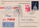 Austria 1960 Air Mail Postal Stationery Card; TWA Trans World Airlines Flight Vienna Squaw Valley; Eagle Adler: 2 Scans - Winter 1960: Squaw Valley