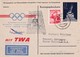 Austria 1960 Air Mail Postal Stationery Card; TWA Trans World Airlines Flight Vienna Squaw Valley; Eagle Adler: 2 Scans - Invierno 1960: Squaw Valley
