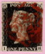 GBR SC #1 U (I,H) 1840 Queen Victoria 3+ Margins W/red Cancel CV $375.00 - Used Stamps