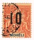 Colonie Timbre De Mohéli De 1912 N°20A (surcht Espacée) (cote 200.00€) - Used Stamps