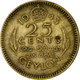 Monnaie, Ceylon, George VI, 25 Cents, 1943, TB+, Nickel-brass, KM:115 - Sri Lanka