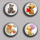 Teddy Bear BADGE BUTTON PIN SET 1 (1inch/25mm Diameter) 35 DIFF - Pin's