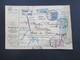 Ungarn 1912 Auslandspaketkarte Budapest - Ostende Hotel De Ocean Über Cöln (Rhein) Ausland 3 Marken + Stempel - Cartas & Documentos