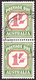 AUSTRALIA 1958 1/- Vertical Pair Carmine & Deep Green Postage Due SGD140 FU - Port Dû (Taxe)