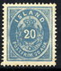 ICELAND 1891 20 Aurar Greenish-blue Perforated 14 X 13½ MH / *.  Michel 14Aa - Unused Stamps