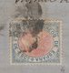 Pli De VALENCIA De 1868 Avec 25 Mil De Escudo  Bleu Et Rose Oblt Parilla + Petit Cachet à Date Noir VALENCIA P BATIFORA - Lettres & Documents