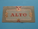 ALTO ( Formaat +/-  > 8,5 X 17 Cm. > Good Condition > See Scan ) ! - Etiketten