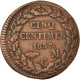 Monnaie, Monaco, Honore V, 5 Centimes, Cinq, 1837, Monaco, TTB, Cuivre - 1819-1922 Onorato V, Carlo III, Alberto I