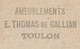 Carte Commerciale 1896 / Entier / E. THOMAS De GALLIAN / Meubles / 83 Toulon Var - Other & Unclassified
