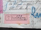Italien 1911 Auslandspaketkarte Zusatzfrankaturen Viele Stempel Sorrento - Ostende Klebezettel Assegno Remboursement - Paquetes Postales