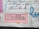 Italien 1911 Auslandspaketkarte Zusatzfrankaturen Viele Stempel Sorrento - Ostende Klebezettel Assegno Remboursement - Pacchi Postali