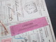 Delcampe - Italien 1911 Auslandspaketkarte Zusatzfrankaturen Viele Stempel Sorrento - Ostende Klebezettel Assegno Remboursement - Paquetes Postales