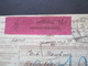 Delcampe - Italien 1913 Auslandspaketkarte Zusatzfrankaturen Und Vielen Stempeln Torino - Ostende Klebezettel Assegno Remboursement - Pacchi Postali